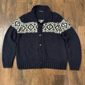 Briard Sweater Buttons Men’s XL Navy White Design Wool Acrylic Made in Italy